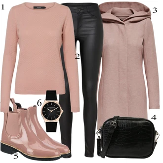 Outfit s Růžová/Hnědá/Fialová Zimní Kabát Vlněný kabát/Lodenový kabát/Pletený Kabát/Kabát s Kapucí/Pletený Fleecový Kabát/Kašmírový Kabát/Vlněný Fleecový Kabát Only "Podzimní Look"