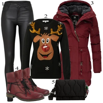 outfit mit Rdeča Škorenj Rieker "1"