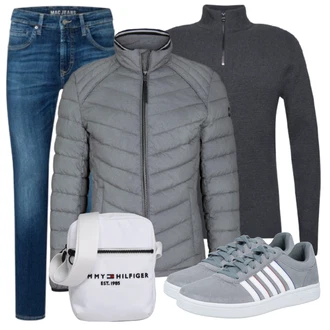 Outfit mit Grau/Weiß Schultertasche Tommy Hilfiger "Outfit für den Herbst"