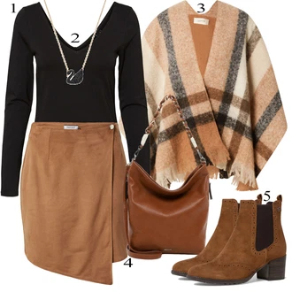 Outfit s Pončo Cartoon "Trendový podzimní outfit"