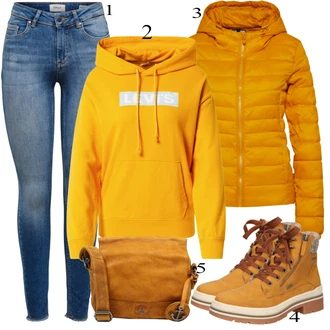 Outfit sa Žuta Traper Jakna Only "Savršen za zimu"