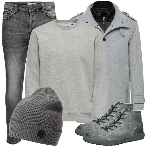 Grau Hoodie Sweatshirt Only & Sons kombinieren