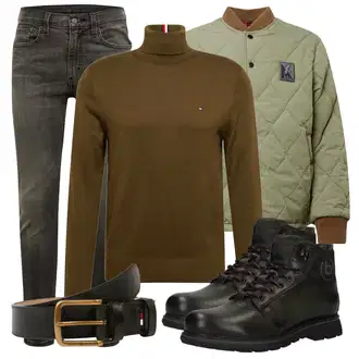 Outfit mit Rot Strickjacke Tommy Hilfiger "Praktischer Look"