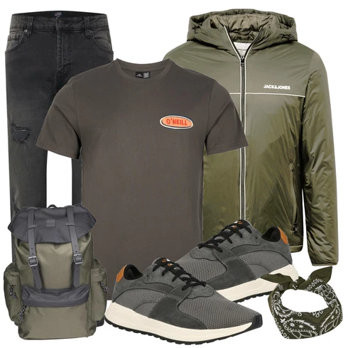 Grün SommerJacke Jack & Jones kombinieren mit Schwarz Jeans denim project