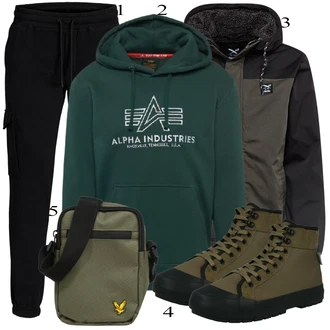 outfit mit Črna Pletenina Alpha Industries "Vsakdanja oblačila"