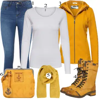 outfit mit Rumena Čevlj Škorenj Mustang "1"