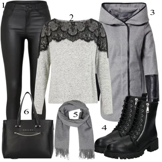 Outfit s Černá/Šedá Mokasín/Mokasín/Lodička s Přezkou/Teniska s dírkovaným vzorem/Chunky Tenisky/Barefoot bota/Tenisky s Bočním Zipem About You "Cool outfity na volný čas"