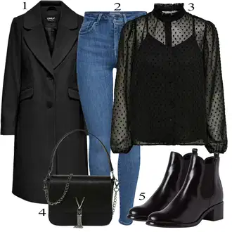 Outfit sa Crna Majica Only "Upečatljiv look za zimu"