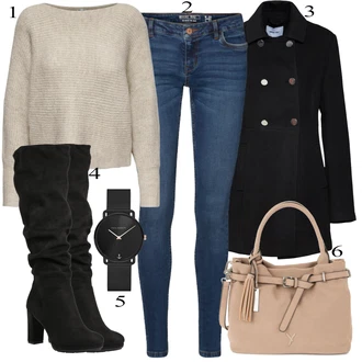 Outfit s Béžová/Hnědá Páska s Kapsou/Ležérní pásek/Obal Na Telefon/Klíčenka/Kožený Pásek/Sportovní doplněk/Peněženka/Široký Opasek Suri Frey "Cool podzimní outfit"