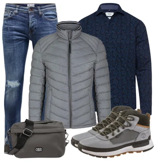 Winter Outfits mit Weiß/Blau Jeans Only & Sons "Winterlicher Look"