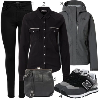 Outfit s Černá Teniska New Balance "Ulice Styl Outfit"
