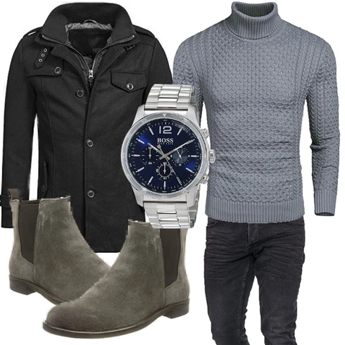 Blau Wintermantel/Winter Parka Indicode Jeans kombinieren