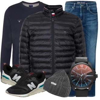 Outfit mit Weiß/Schwarz Sneaker/Leder Sneaker New Balance "Alltags Outfit"