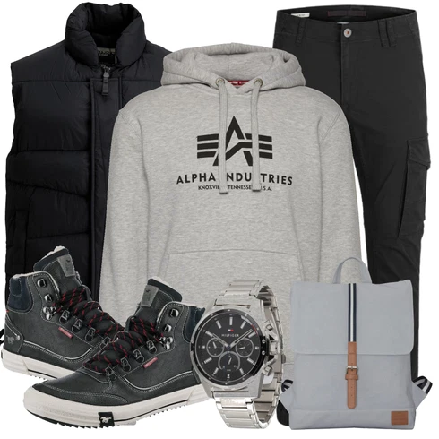 Grau Rucksack Johnny Urban kombinieren