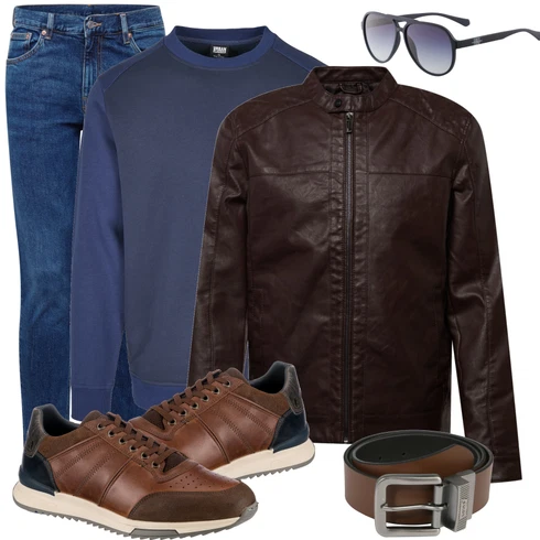 Schwarz Lederjacke Only & Sons kombinieren