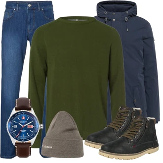 Outfit mit Schwarz Wintermantel/Winter Parka "Alltags Outfit"