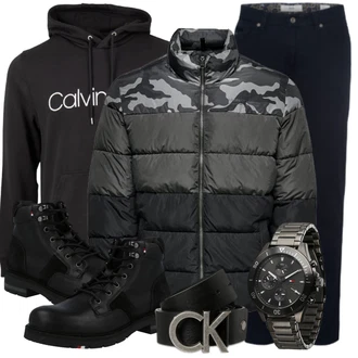 Outfit mit Schwarz Stiefel Tommy Hilfiger "Alltags Outfit"