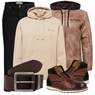 Outfit mit Braun Lederjacke Freaky Nation "Alltagsoutfit"