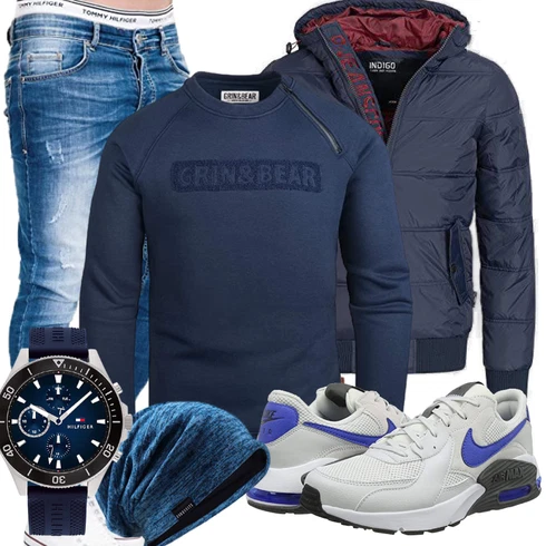 Blau Overall/Winter Parka/Regenjacke Indicode Jeans kombinieren