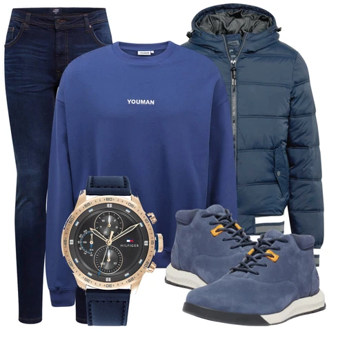 Schwarz Uhr Tommy Hilfiger kombinieren