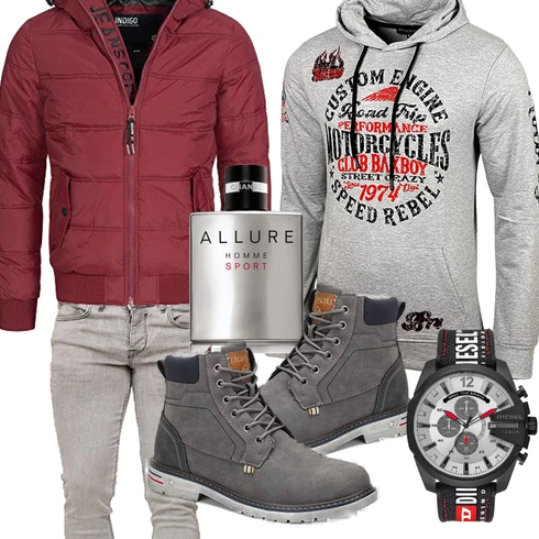 Rot Overall/Winter Parka/Regenjacke Indicode Jeans kombinieren