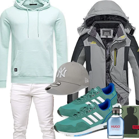 Winter Parka/Regenjacke KEFITEVD kombinieren mit Schuh Sneaker Adidas