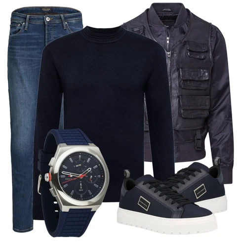 Schwarz Sneaker Antony Morato kombinieren mit Schwarz Lederjacke Be Edgy