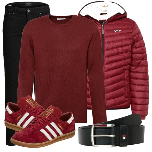 Winterjacke Hollister kombinieren mit Schwarz Gürtel Tommy Hilfiger