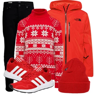 Outfit mit Rot Strickjacke "Alltagsoutfit"