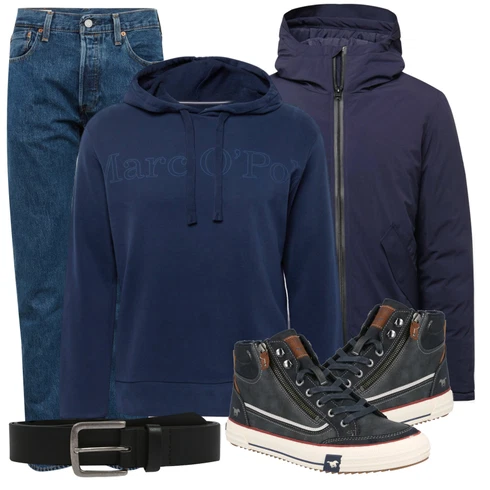 Schwarz Winterjacke Kronstadt kombinieren mit Schwarz Gürtel About You
