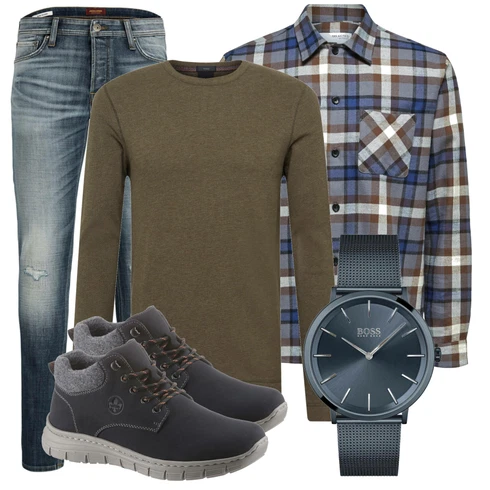 Grau Sommerjacke SELECTED HOMME kombinieren mit Grün Sweatshirt Boss