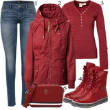 Outfity s červenými kabáty pro plnoštíhlé image
