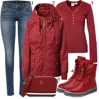 Outfit s Červená Kabát Ragwear "Ulice Styl Outfit"