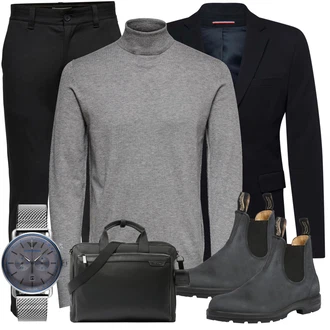 Business Outfits mit Mischfarben/Schwarz Anzug Les Deux "Buro Outfit"