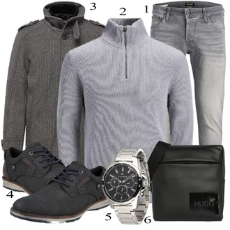 outfit mit Siva Hlače Jack & Jones "Priložnostna oblačila"