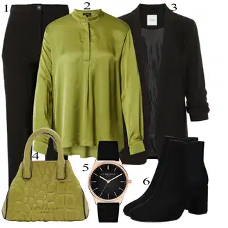 Outfit sa Zeleno Bluza More & More "Ležerni poslovni outfit"