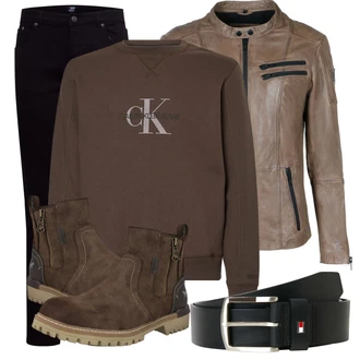 Outfit mit Braun Lederjacke Freaky Nation "Cooles Alltagsoutfit"