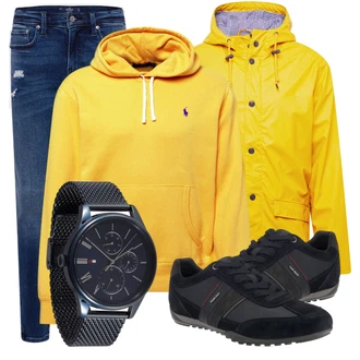 Outfit mit Gelb Sommerjacke/Regenjacke Derbe "Cooles Alltagsoutfit"