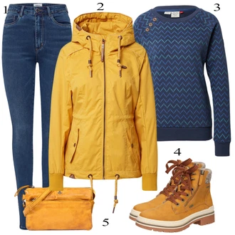 Outfit s Žlutá Nepromokavé Bund Ragwear "Ulice Styl Outfit"