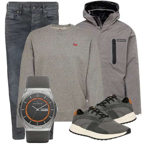 Grau SommerJacke Hollister kombinieren mit Schwarz Jeans G-Star Raw