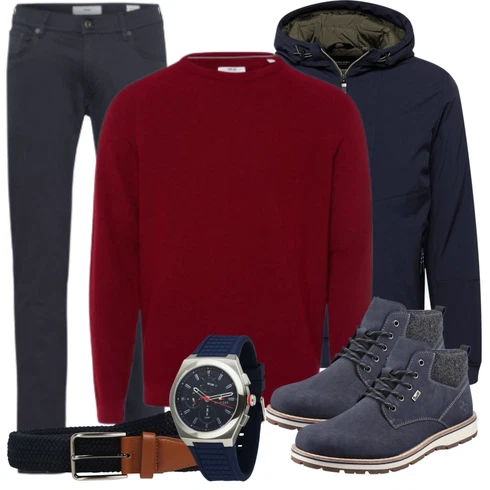 Schwarz Stiefel/Winterschuh/Winter Parka Rieker kombinieren mit Schwarz Gürtel About You