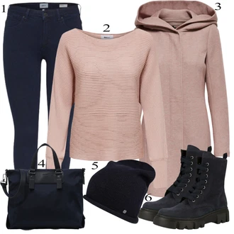 Outfit s Růžová/Hnědá/Fialová Zimní Kabát Vlněný kabát/Lodenový kabát/Pletený Kabát/Kabát s Kapucí/Pletený Fleecový Kabát/Kašmírový Kabát/Vlněný Fleecový Kabát Only "Praktický vzhled"