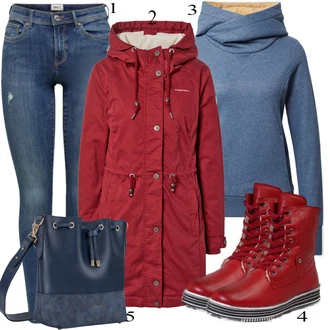 Zimske Outfiti mit Rdeča Dežna Jakna Ragwear "1"