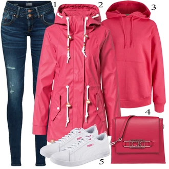 Outfit s Červená Sportovní Bund Ragwear "Praktický vzhled"