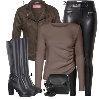 Outfit s Černá/Červená Street One "Nápadný look na zimu"