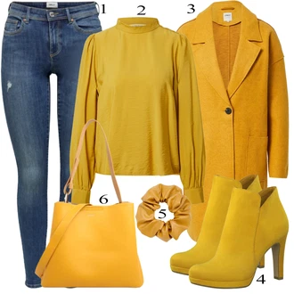 Outfit s Bílá/Žlutá Kozačka Tamaris "Elegantní vzhled"