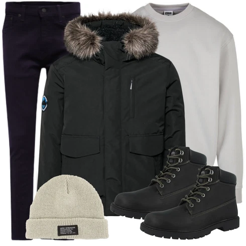 Schwarz WinterJacke Superdry kombinieren