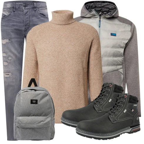 Grau Sommerjacke Jack & Jones kombinieren mit Beige Strickjacke DAN FOX APPAREL