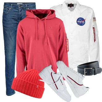 outfit mit Rdeča Pletenina Alpha Industries "Športna oblačila"