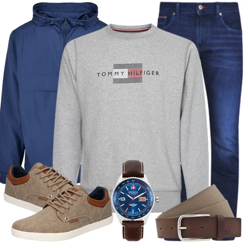 Jeans Tommy Hilfiger kombinieren mit Braun Schuh Sneaker/Leder Sneaker Bullboxer
